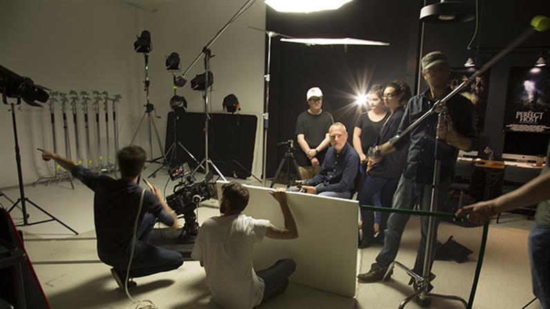 People on set creating a video
