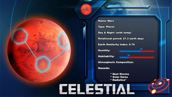 Celestial game UI screenshot