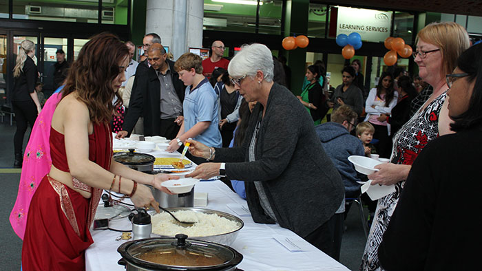 Indian food being served in the UCOL atrium.