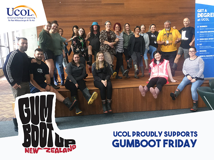 UCOL students supporting Gumboot Friday