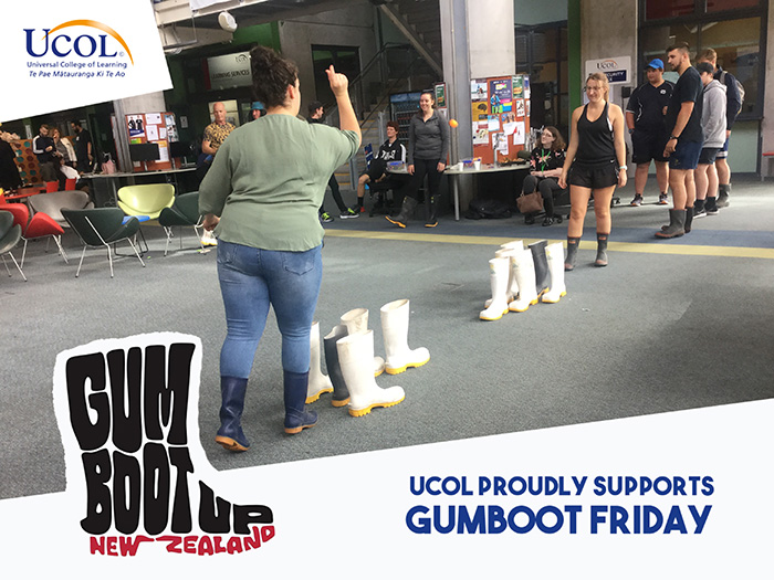 Students playing games to support Gumboot Friday