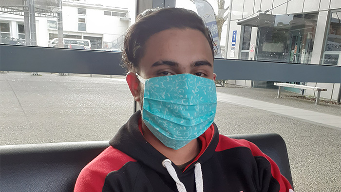 Student wearing a mask