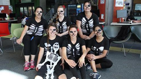 MIT Students dressed in skeleton costumes