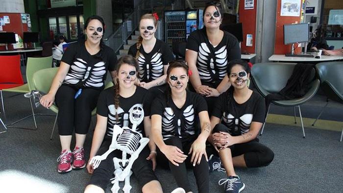 MIT Students dressed in skeleton costumes