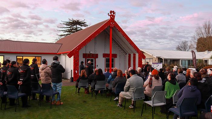 Ceremony to bless carvings on Te Amorangi