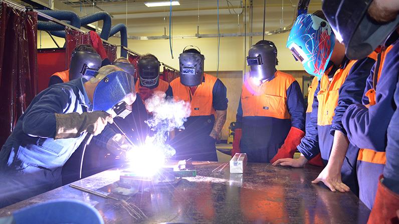 Students learn to weld in our Regional Trades and Technology Centre