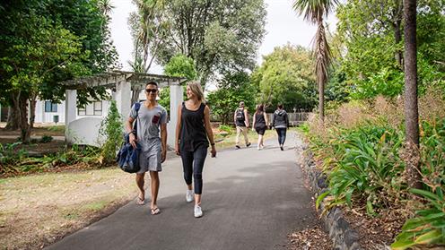 A photograph of some people walking together outdoors at UCOL in Wairarapa