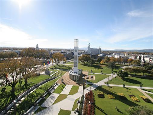 A birds-eye view of The Square in Palmerston North