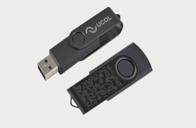 A photograph of the UCOL branded USB
