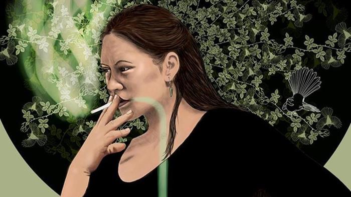 Image of a lady smoking