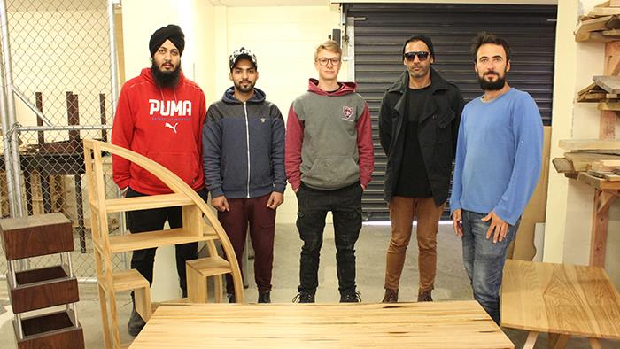 A photograph of UCOL's Diploma in Furniture Design Students 2017