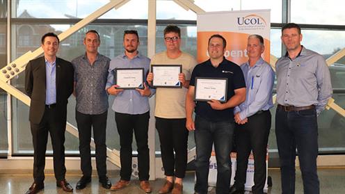 Andrew Neilson, Darren Shadbolt, Campbell Grieg, James Cole, Shane Tooley, Danny Reilly and Cameron Isles at the scholarship ceremony.
