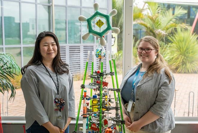 Miku Imai and Naidene Schneider, UCOL science technicians and makers of the Laboratree.