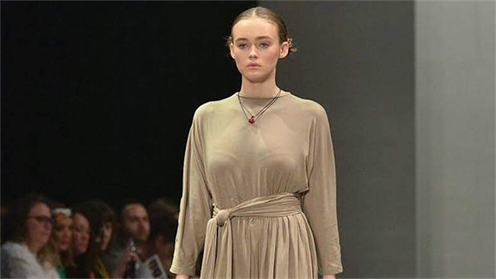 A photograph of a Nola dress on the catwalk at New Zealand Fashion Week