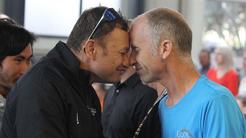 A photograph of a hongi during UCOL's powhiri in Palmerston North