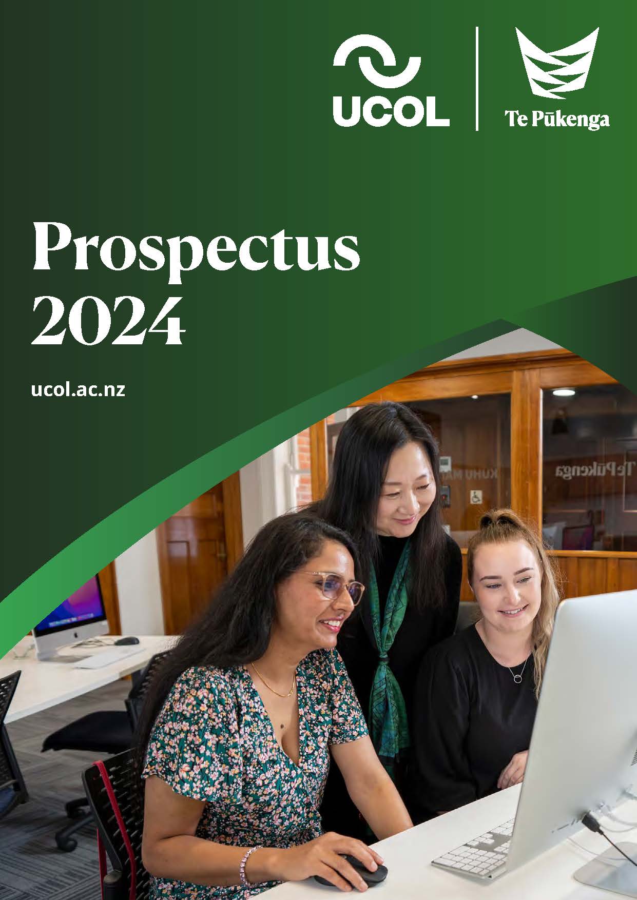 The 2024 UCOL Te Pūkenga Prospectus cover