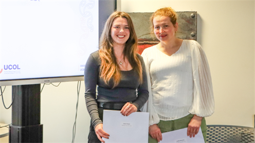 Jessie Howell and Julia Batyrova receive their scholarships Jessie Howell and Julia Batyrova receive their scholarships