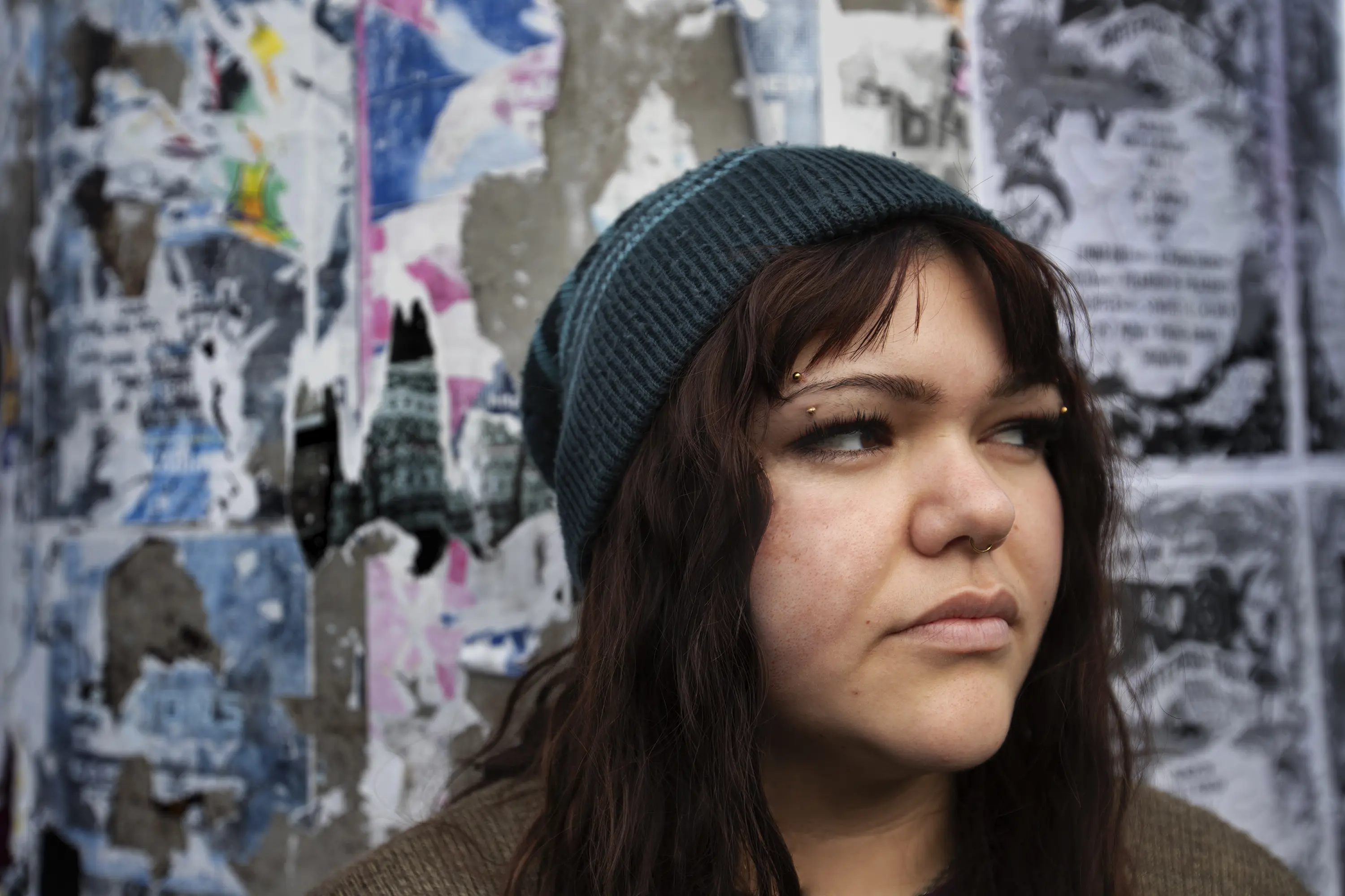 a woman in a beanie