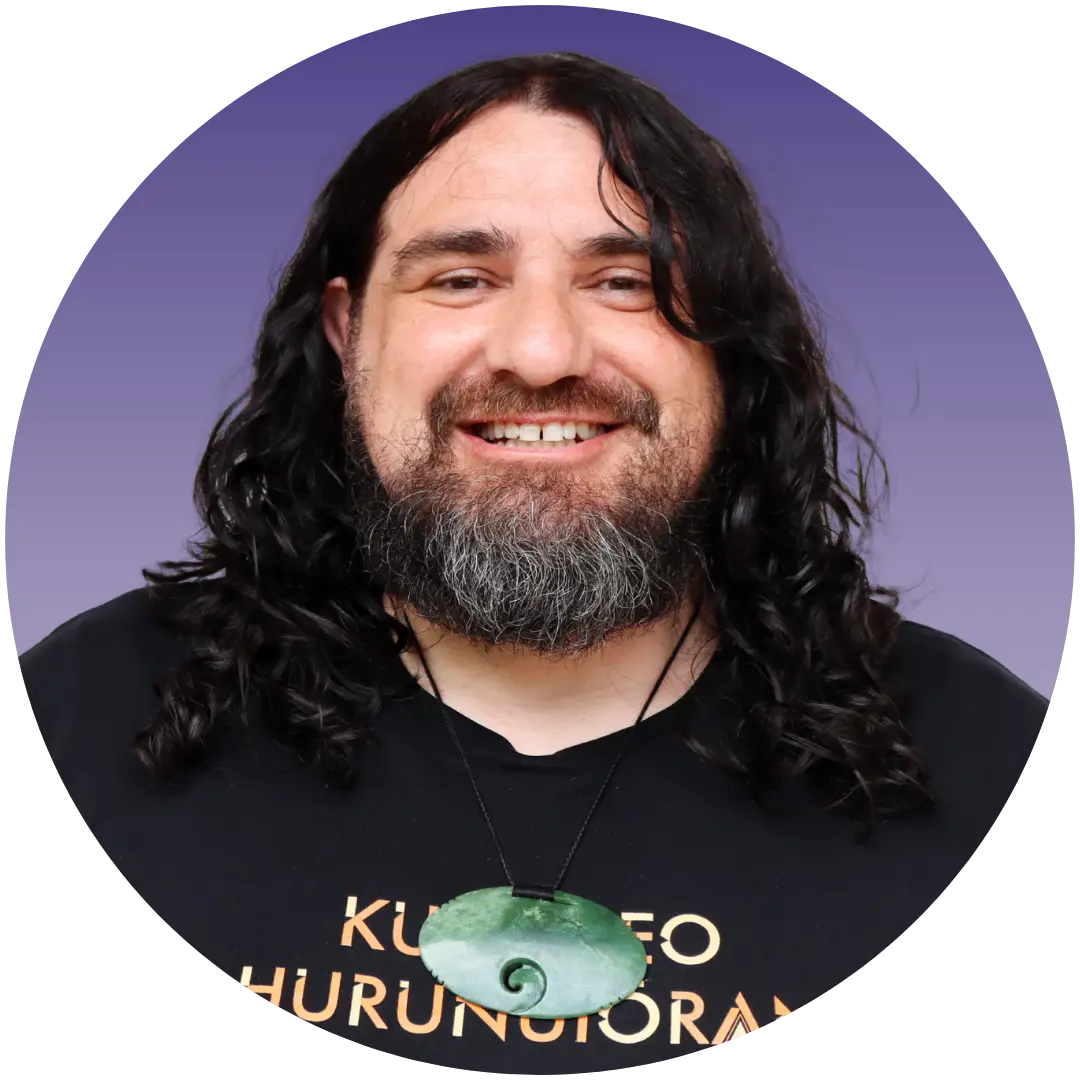 a man with long hair and a beard wearing a necklace