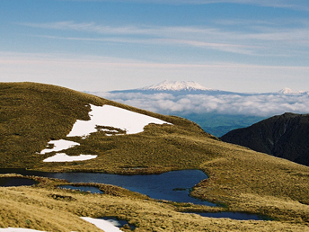 View of Mt. Ruapehu and Ngauruahoe from Mt. Taranaki