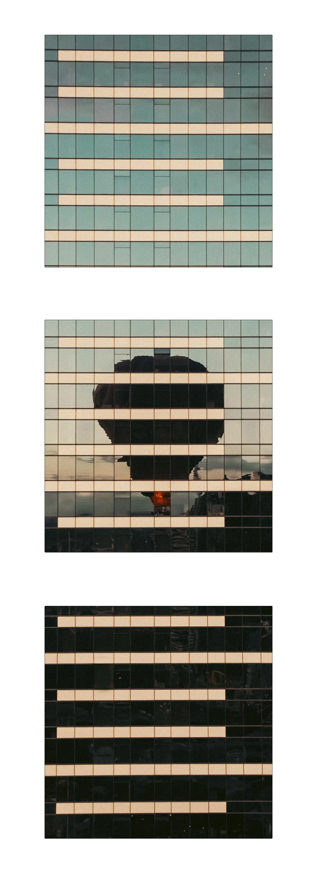 a reflection of a hot air balloon in a building