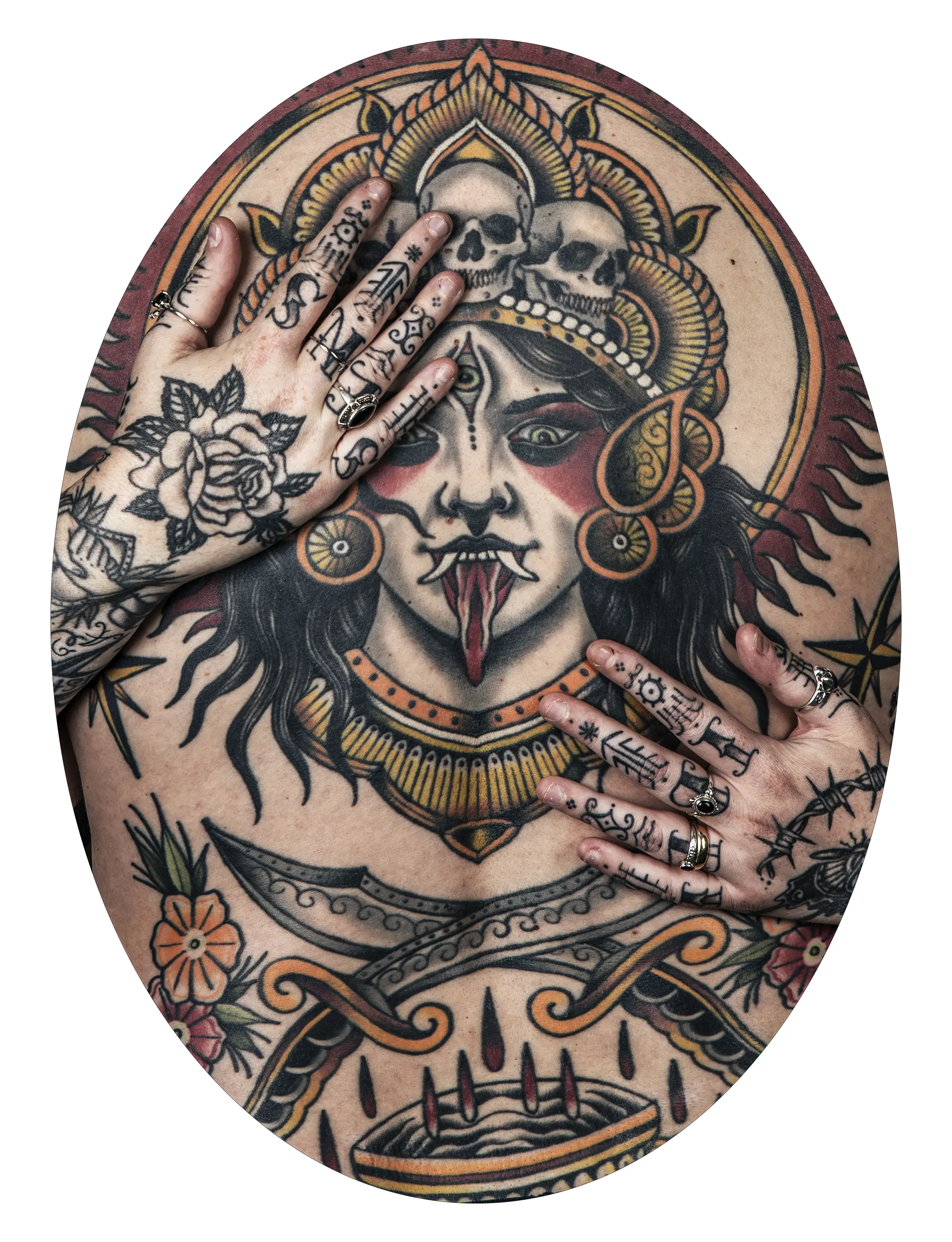 a person with tattoos on their back