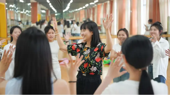 a group of people in a room