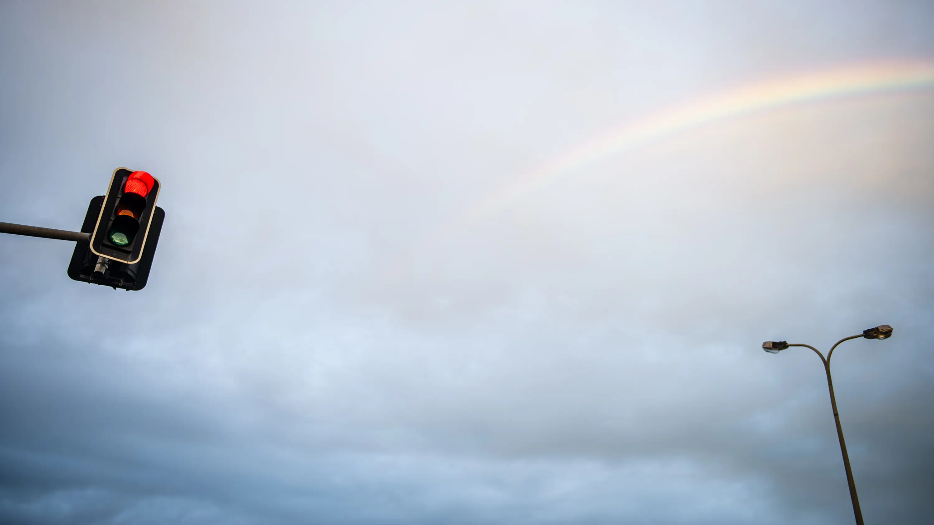 a rainbow in the sky