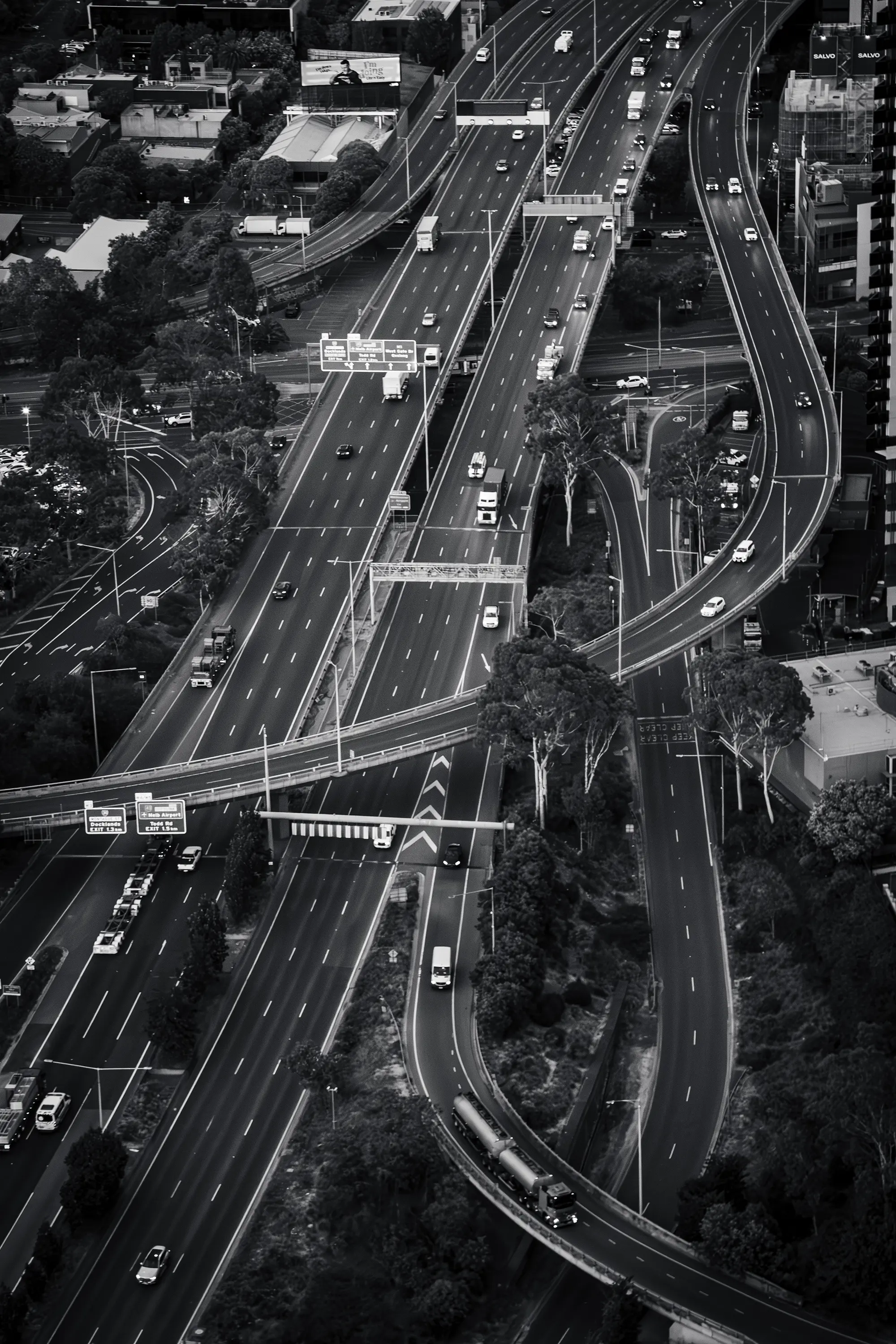 a highway with many roads