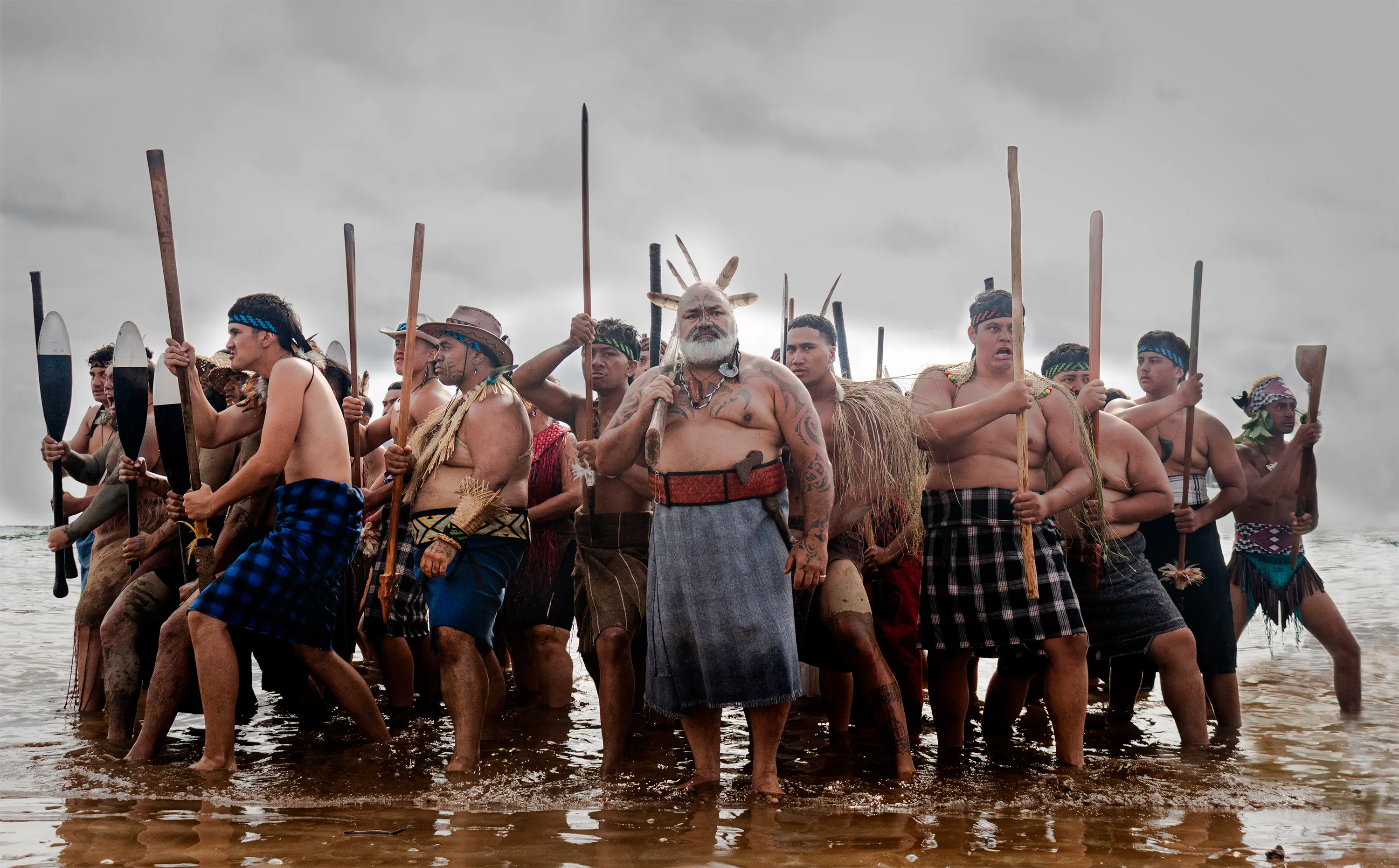 a group of people in the water