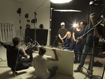 People on set creating a video