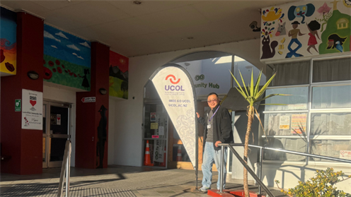 Kevin Qin stands outside Te Whare Mahana Kevin Qin stands outside Te Whare Mahana