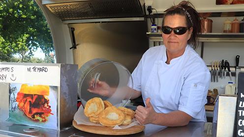 Michelle Te Maro in her Simply Kai food cart. Michelle Te Maro in her Simply Kai food cart.