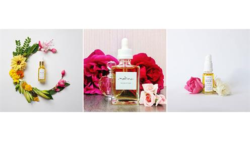 A photograph collage of medina beauty products. A photograph collage of medina beauty products.